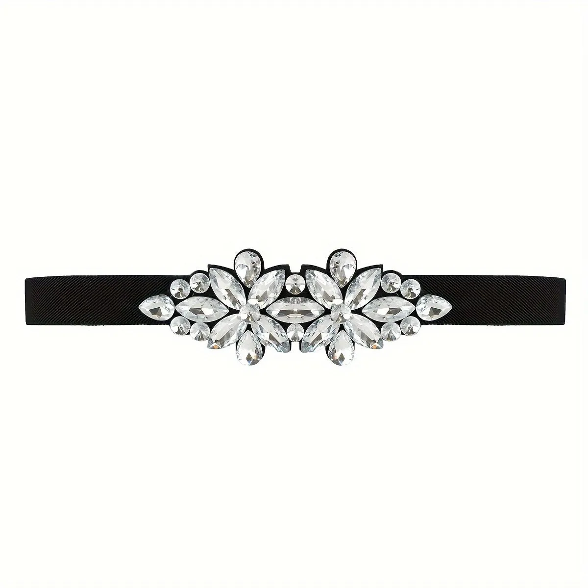 Vintage Crystal Glass Belt for Women with Rhinestone Accents