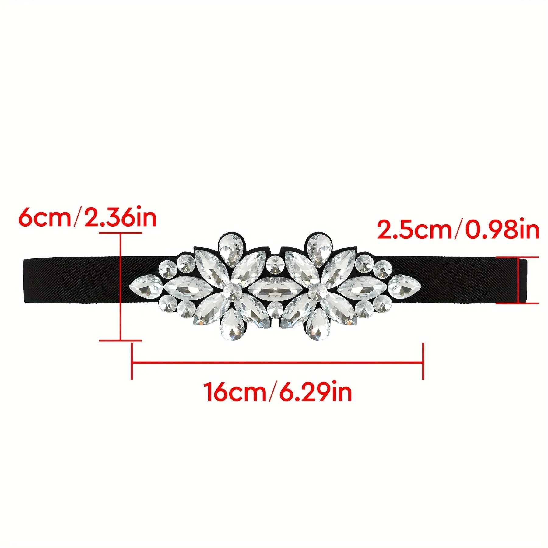 Vintage Crystal Glass Belt for Women with Rhinestone Accents
