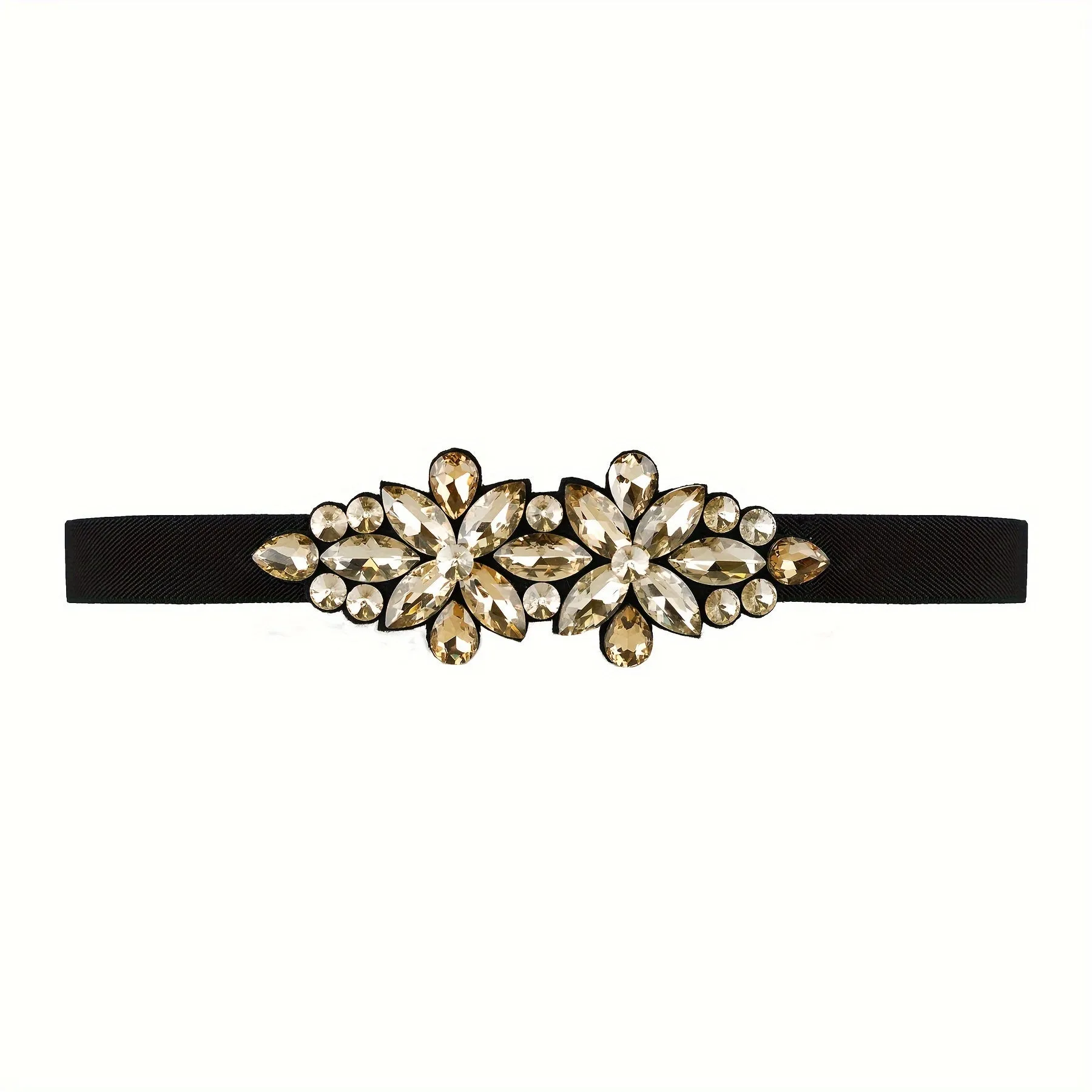 Vintage Crystal Glass Belt for Women with Rhinestone Accents