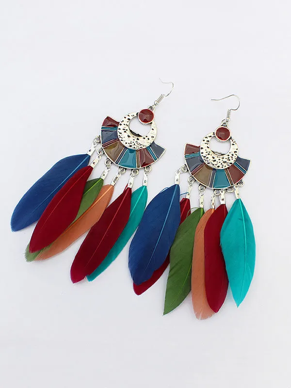 Vintage Fan-shaped Tassel Earrings