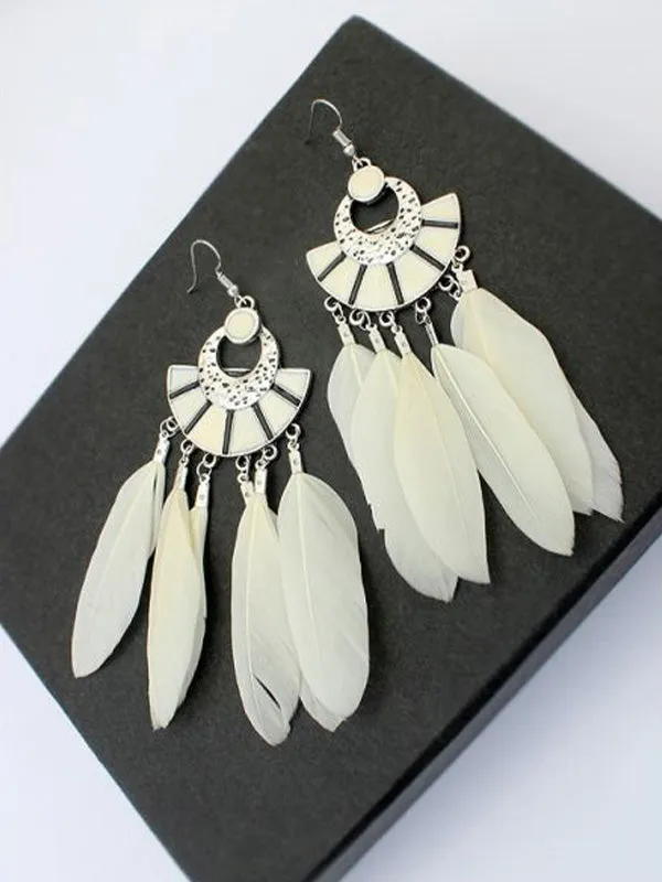 Vintage Fan-shaped Tassel Earrings