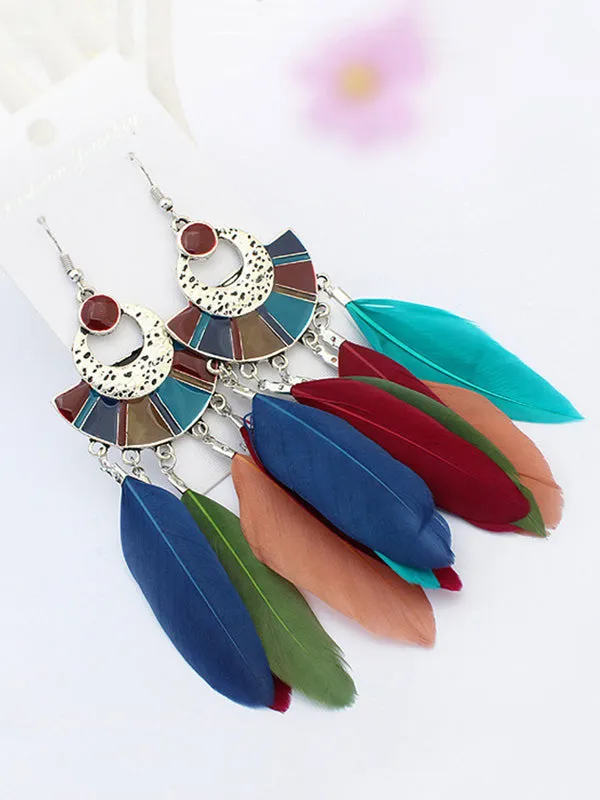 Vintage Fan-shaped Tassel Earrings