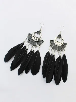 Vintage Fan-shaped Tassel Earrings