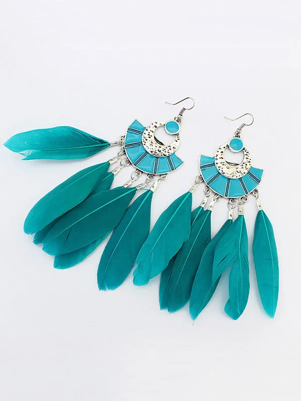 Vintage Fan-shaped Tassel Earrings