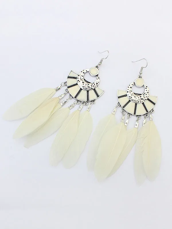 Vintage Fan-shaped Tassel Earrings