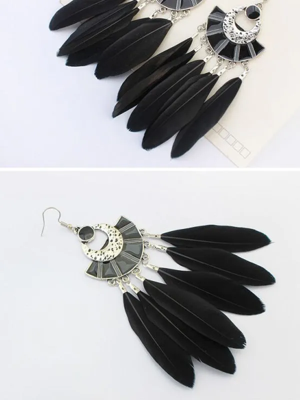 Vintage Fan-shaped Tassel Earrings