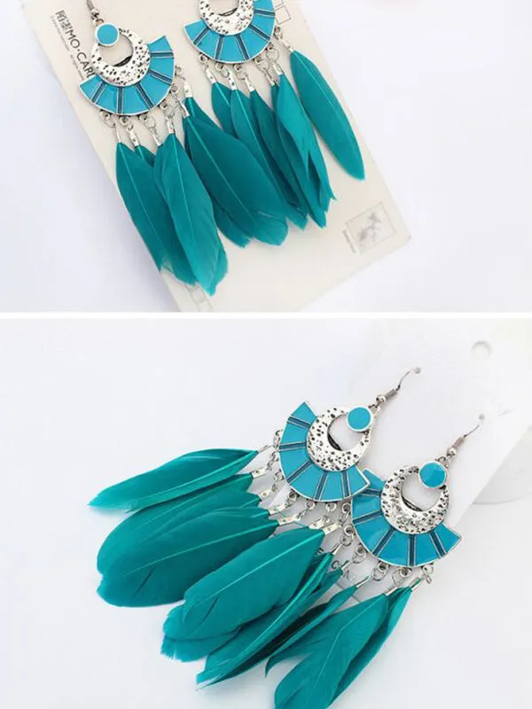 Vintage Fan-shaped Tassel Earrings
