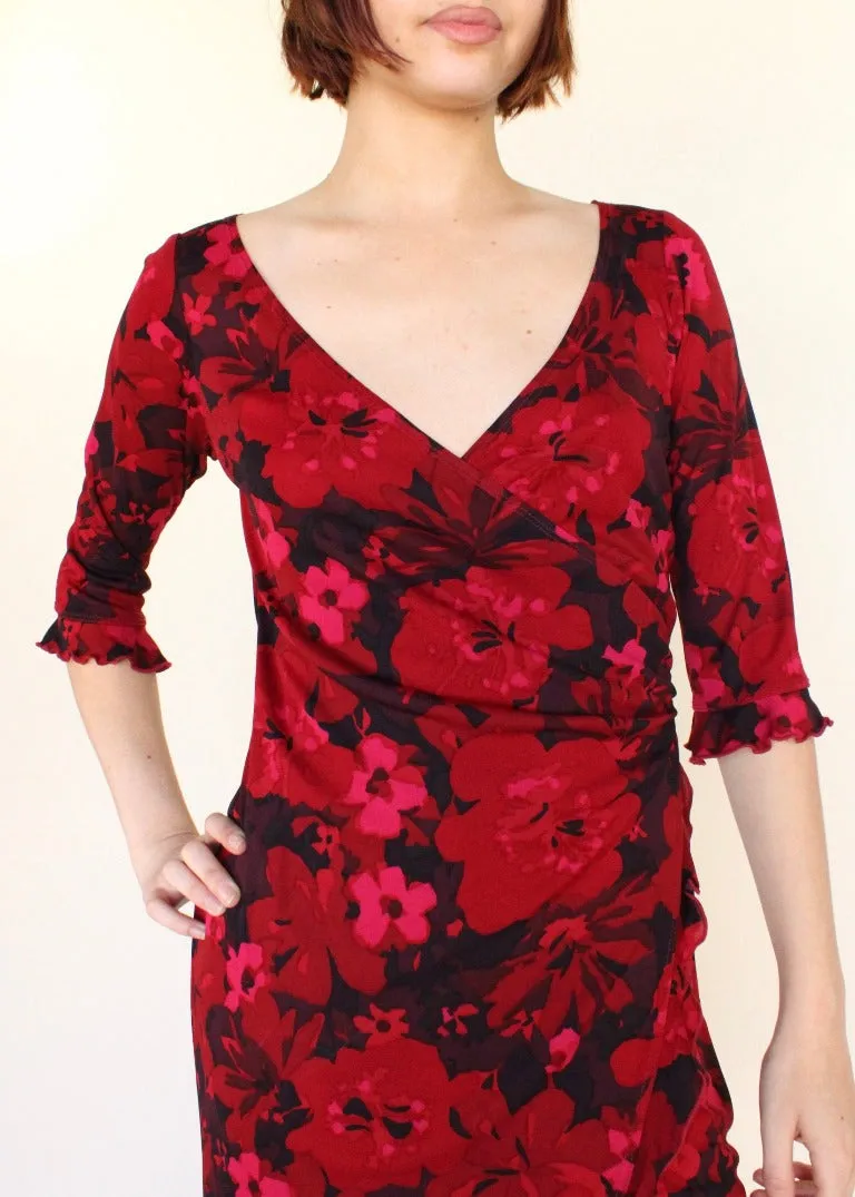 Vintage Floral Midi Dress D0194