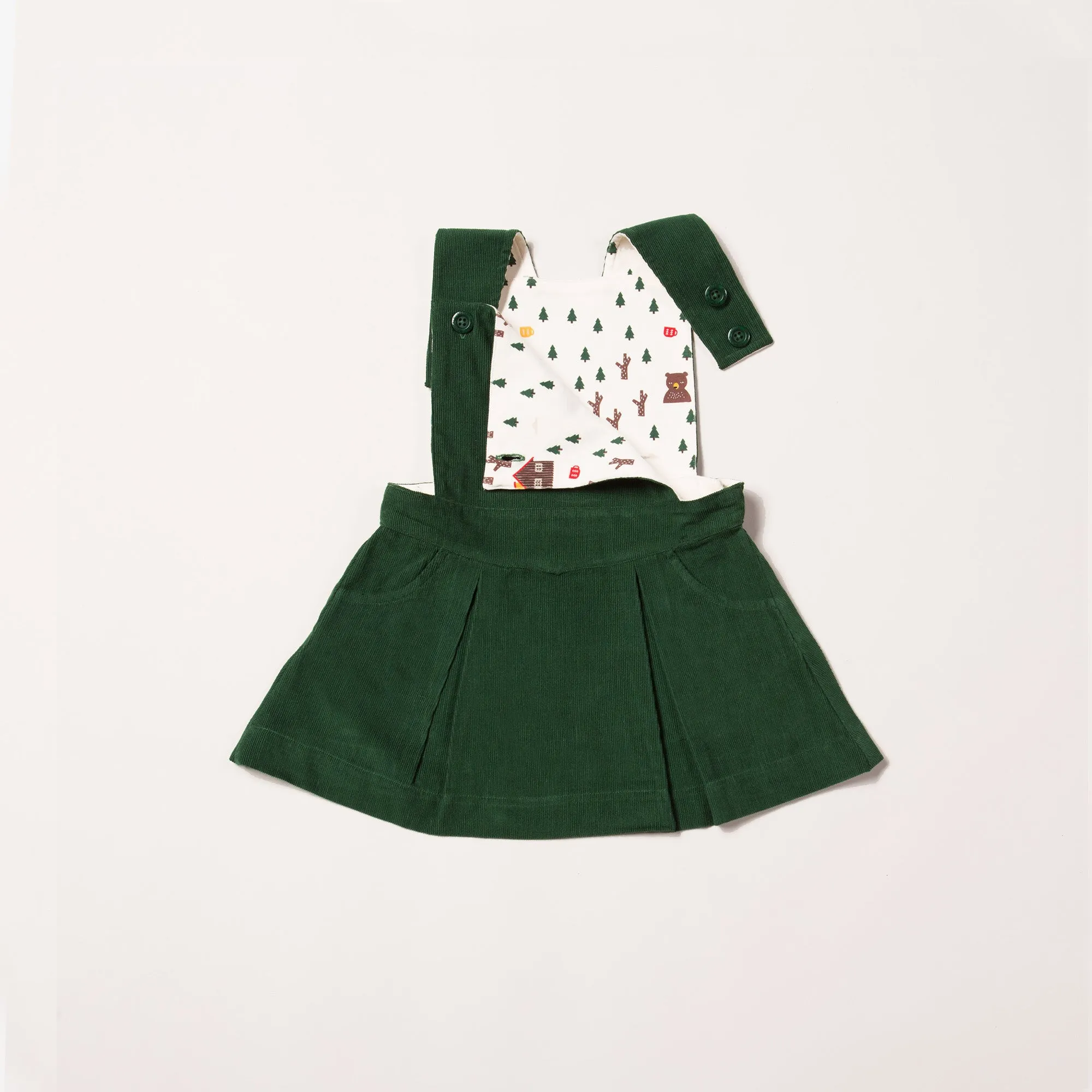 Vintage Green Woodland Adventure Pinafore Dress