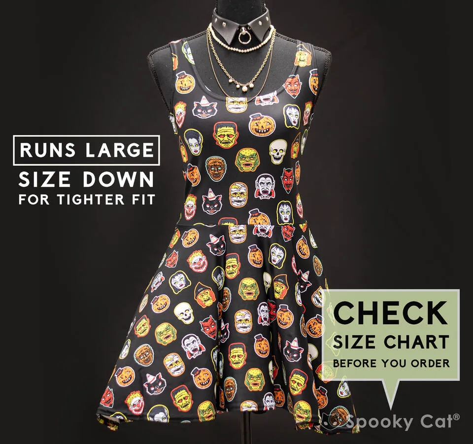 Vintage Halloween Mask Skater Dress