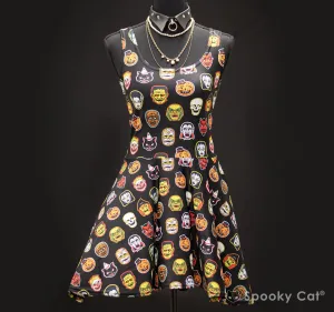 Vintage Halloween Mask Skater Dress