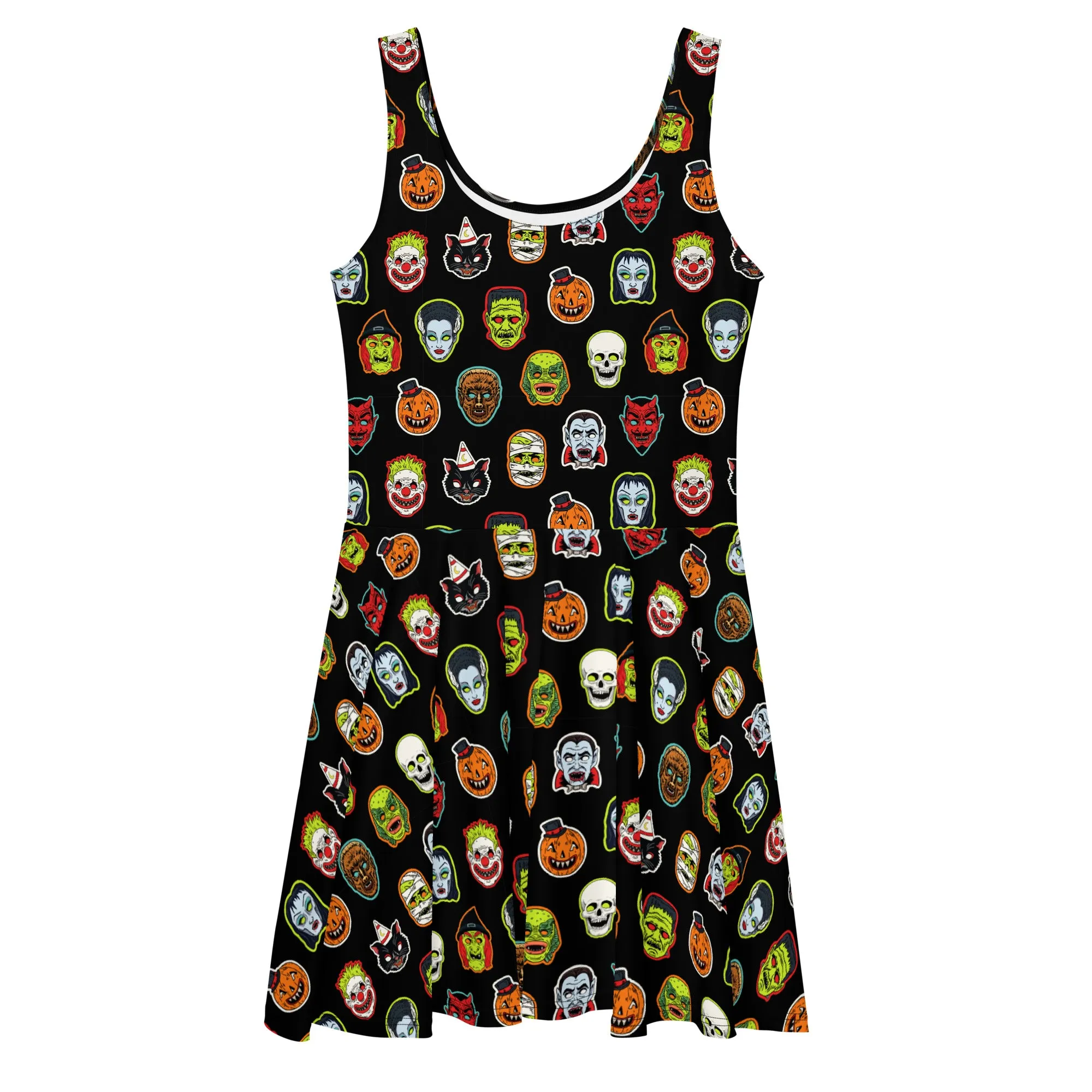 Vintage Halloween Mask Skater Dress