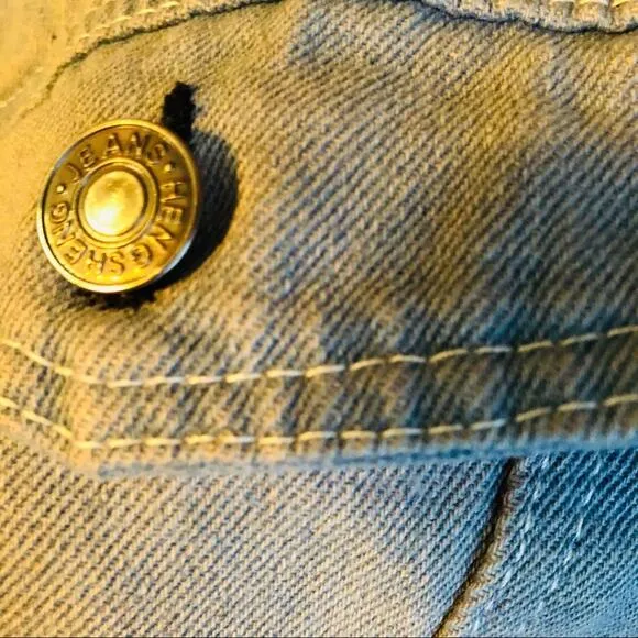 VINTAGE HENGSHENG Light Soft Blue Denim Button Front Jean Jacket Small