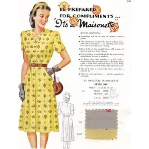 Vintage Maisonette Fabric Swatch 1940s 8x11 949