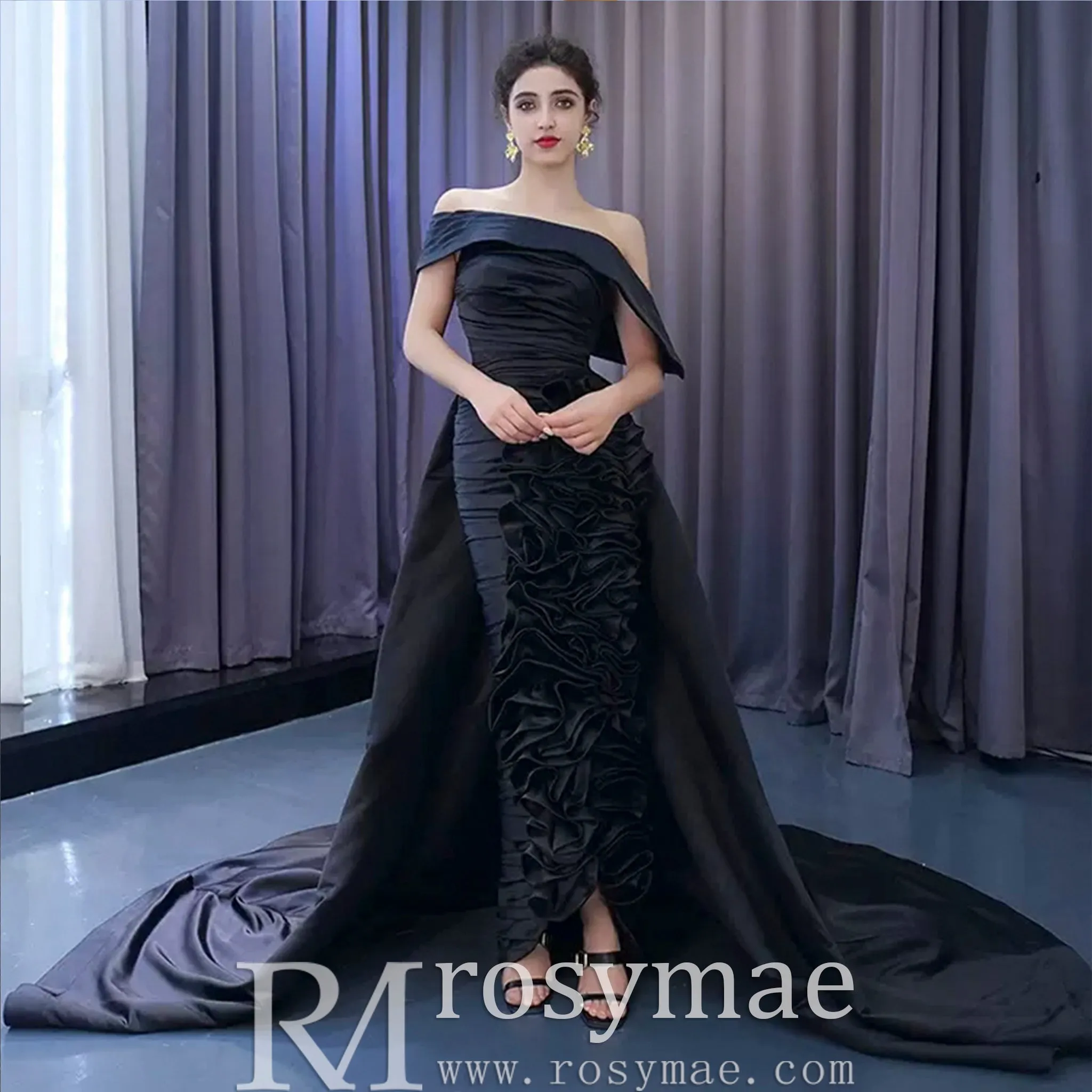 Vintage Mermaid Pageant Dress Ruffled Formal Evening Dresses with Overskirt