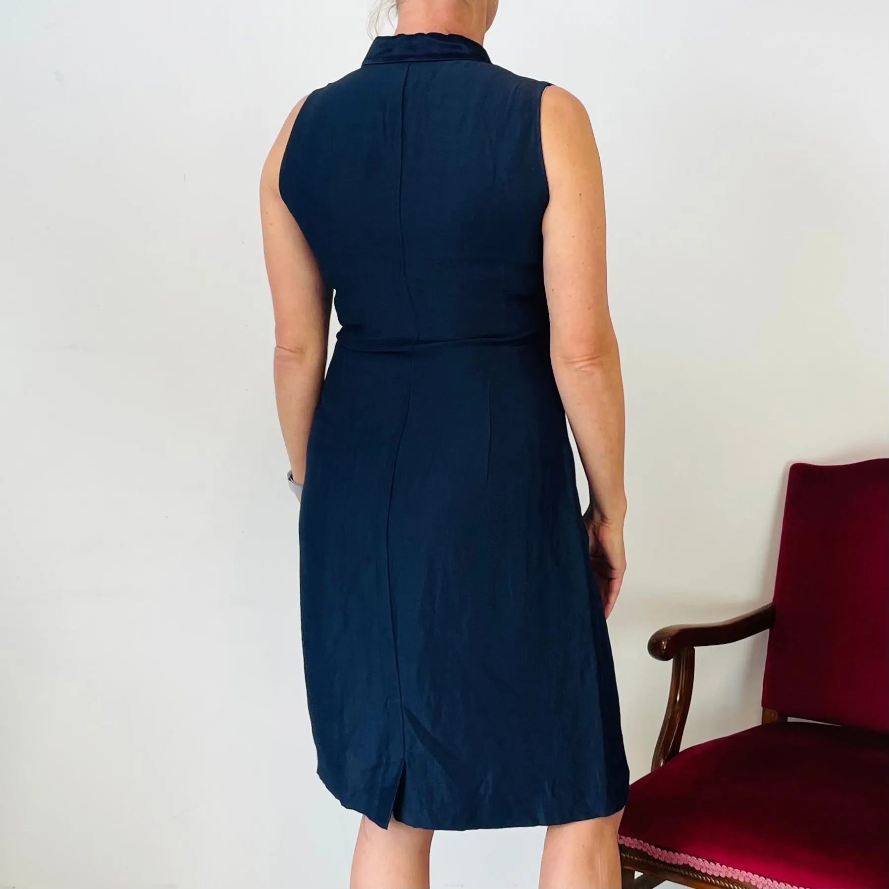 Vintage Navy Button Up Dress (M)