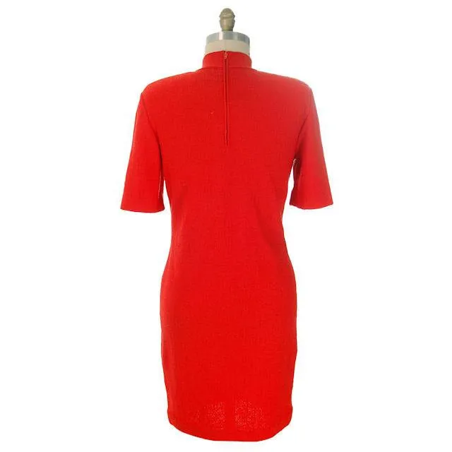 Vintage Orange Wool Knit Dress Steve Fabrikant  Former St. John Knit 1970s S-M