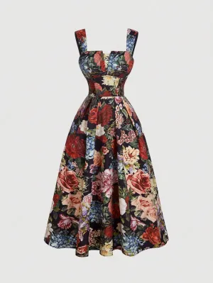 Vintage Palace Style Print Women Dress