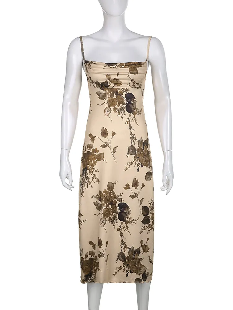Vintage Party Long Dress Print Maxi Dresses Elegant Beach Style