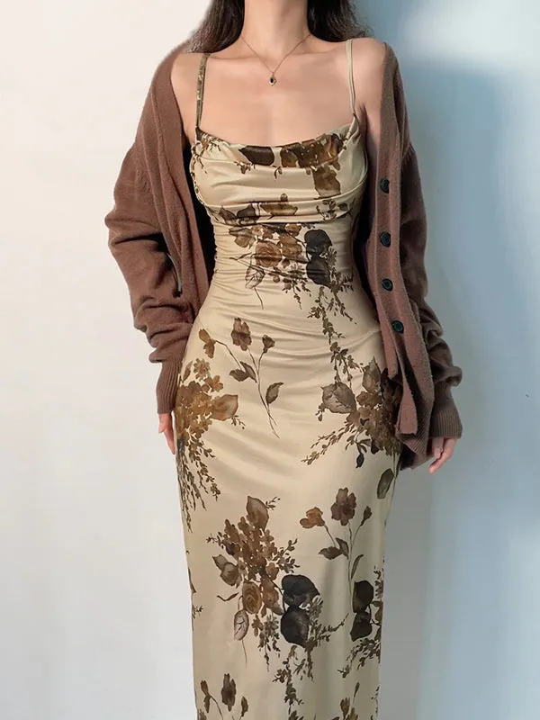 Vintage Party Long Dress Print Maxi Dresses Elegant Beach Style