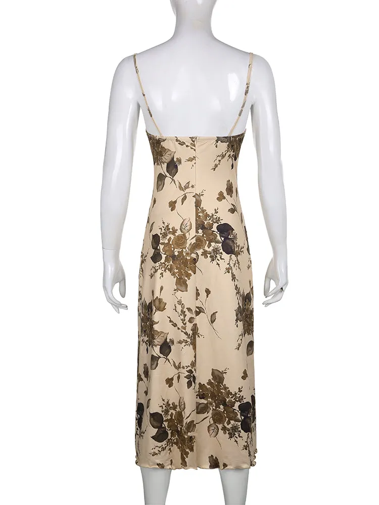 Vintage Party Long Dress Print Maxi Dresses Elegant Beach Style