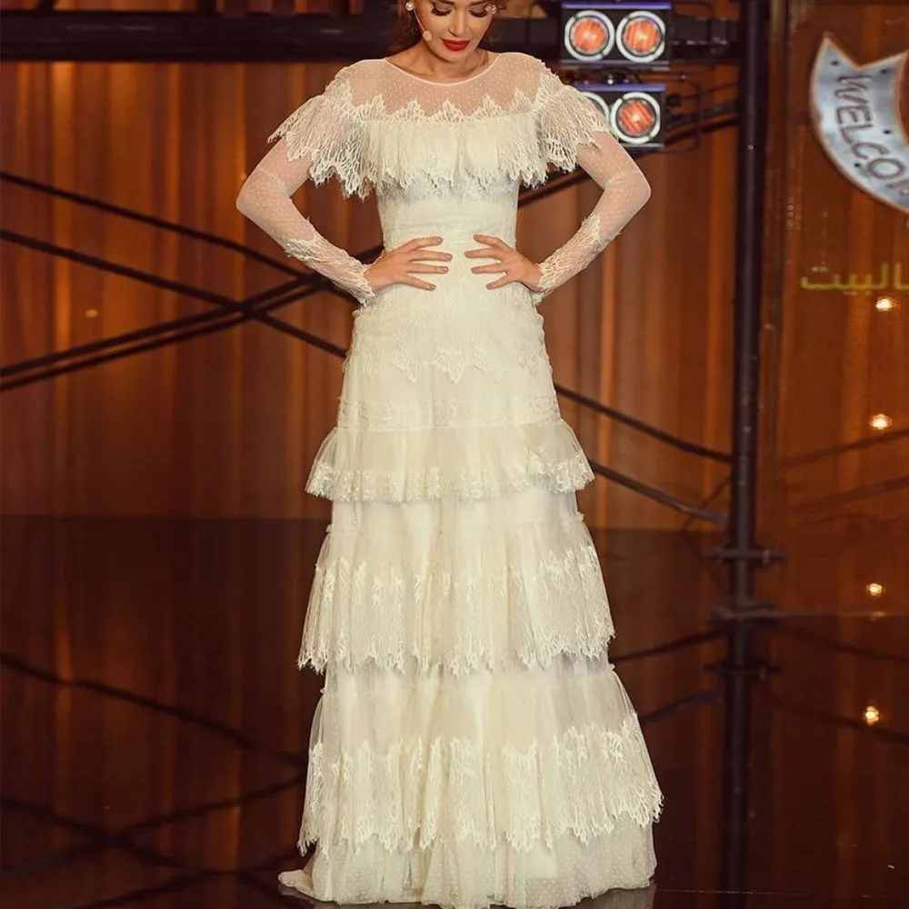vintage prom dresses long sleeve lace applique white elegant senior prom gown robe de soiree