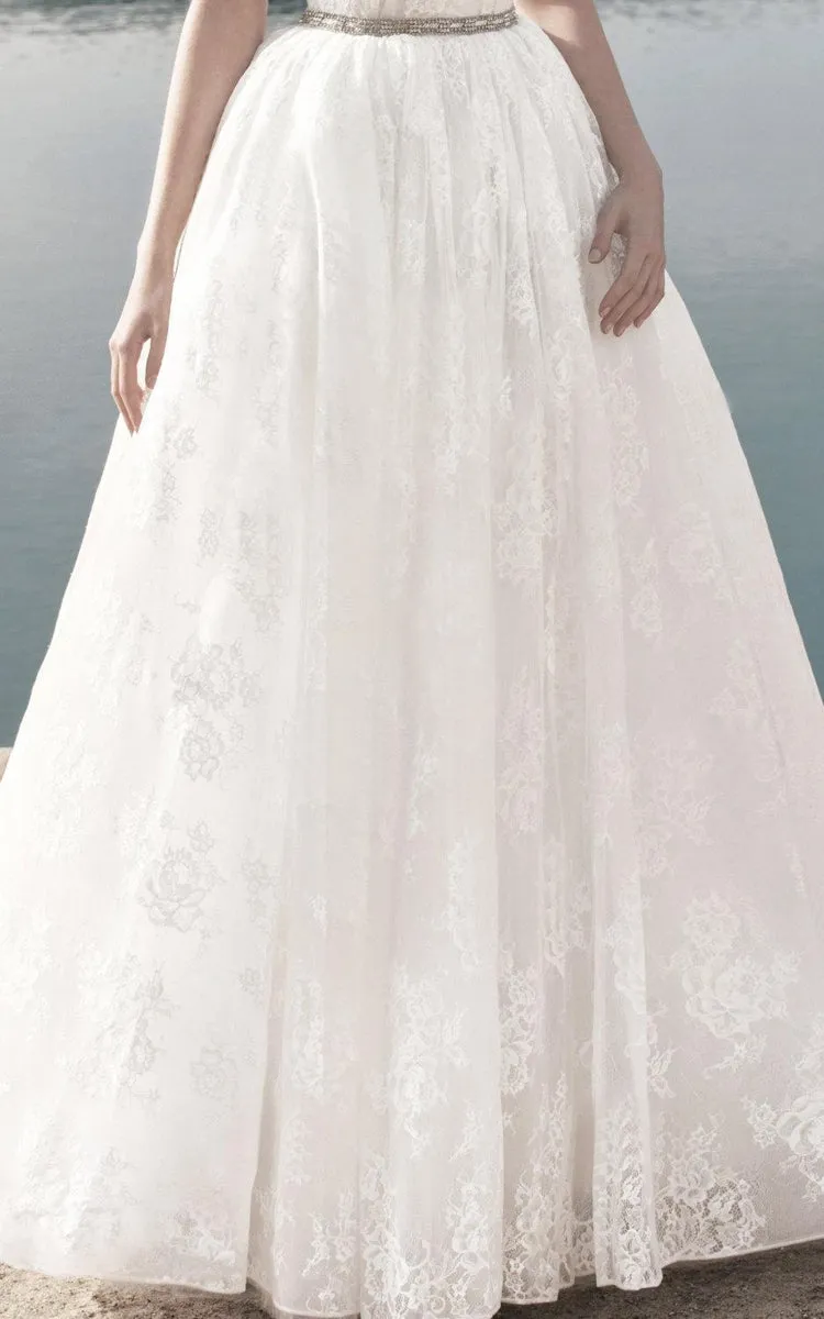 Vintage Style Romantic Gown Floral Lace Dress - 711369