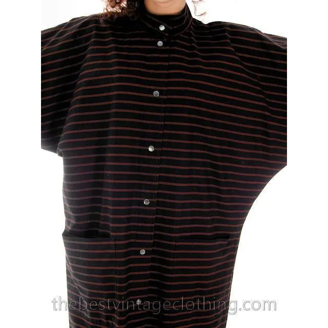 Vintage Vuokko Suomi Finland Dress Black Brown Stripe 1970s s