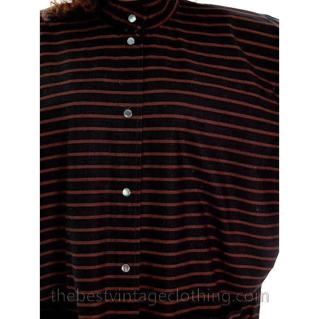 Vintage Vuokko Suomi Finland Dress Black Brown Stripe 1970s s