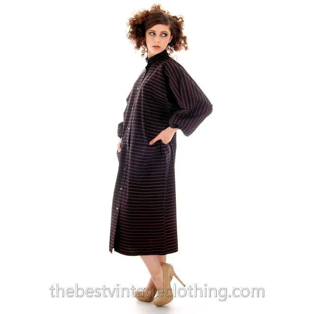 Vintage Vuokko Suomi Finland Dress Black Brown Stripe 1970s s