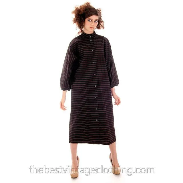 Vintage Vuokko Suomi Finland Dress Black Brown Stripe 1970s s