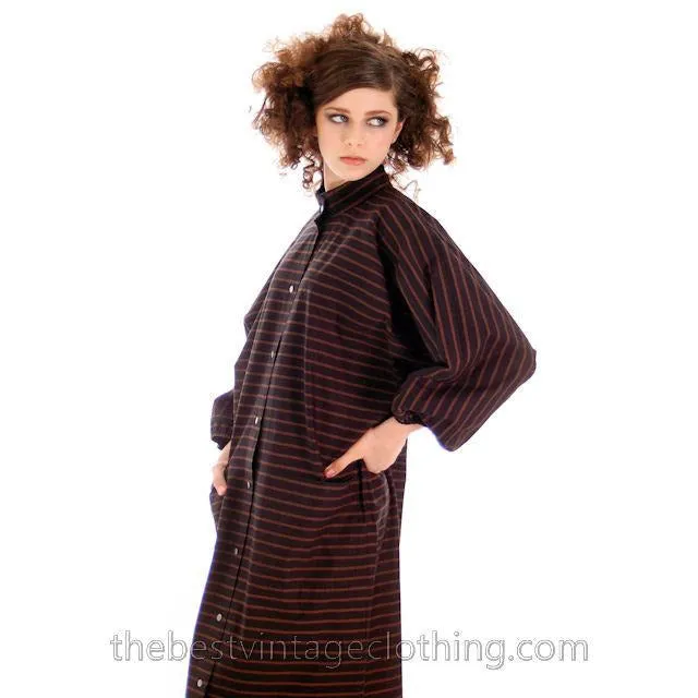 Vintage Vuokko Suomi Finland Dress Black Brown Stripe 1970s s