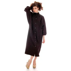 Vintage Vuokko Suomi Finland Dress Black Brown Stripe 1970s s