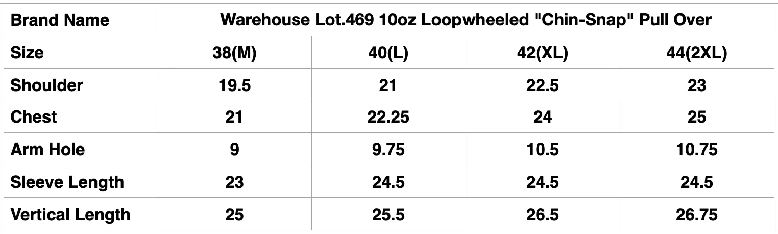 Warehouse Lot.469 10oz Loopwheeled "Chin-Snap" Pull Over (Dark Navy)