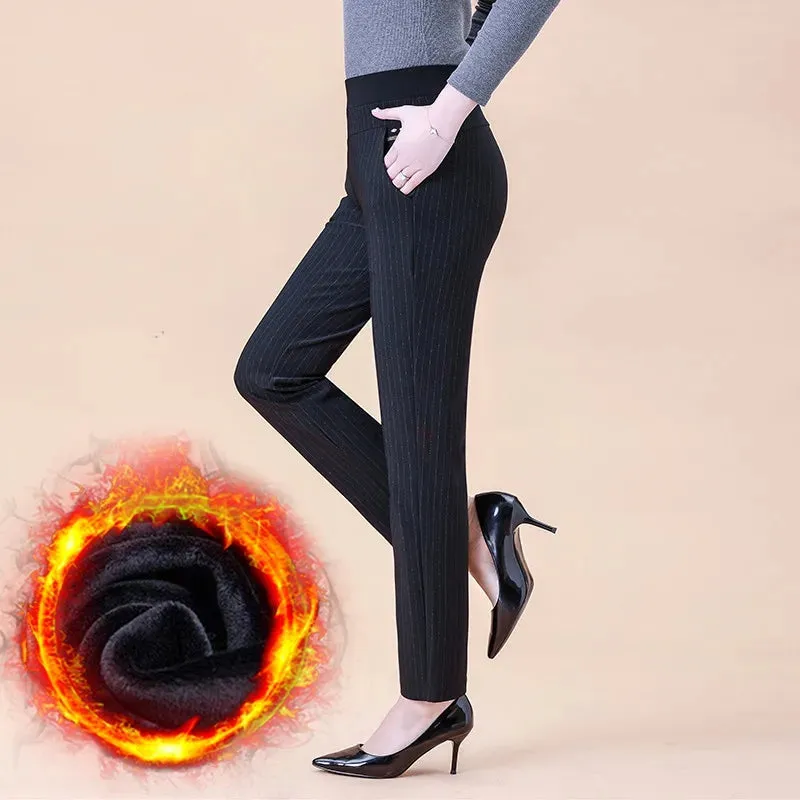 Warm Trousers Elastic Straight Pants