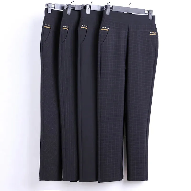 Warm Trousers Elastic Straight Pants