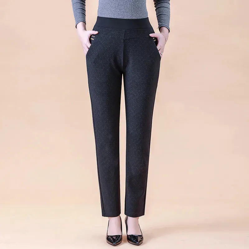 Warm Trousers Elastic Straight Pants