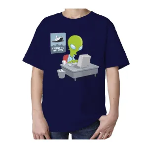 Weird Science I Want To Believe Official Kid's T-shirt (Navy)