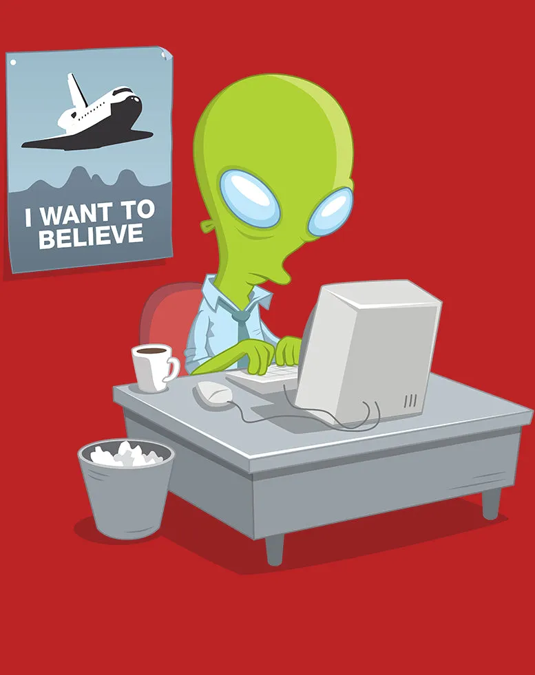 Weird Science I Want To Believe Official Men's T-shirt (Red)