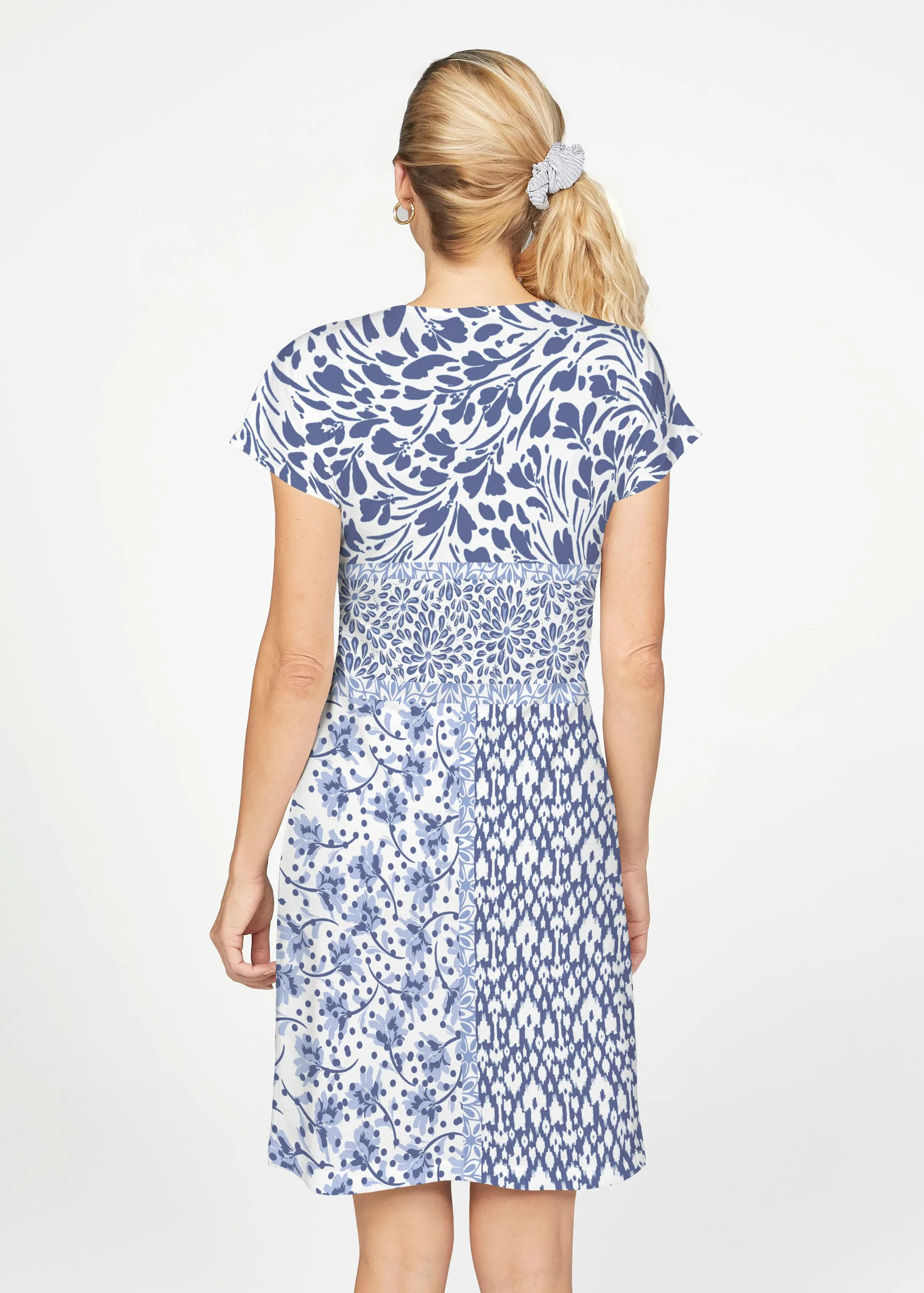 Whimsical Blue (13560) ~ French Terry Short Sleeve Crew Dress