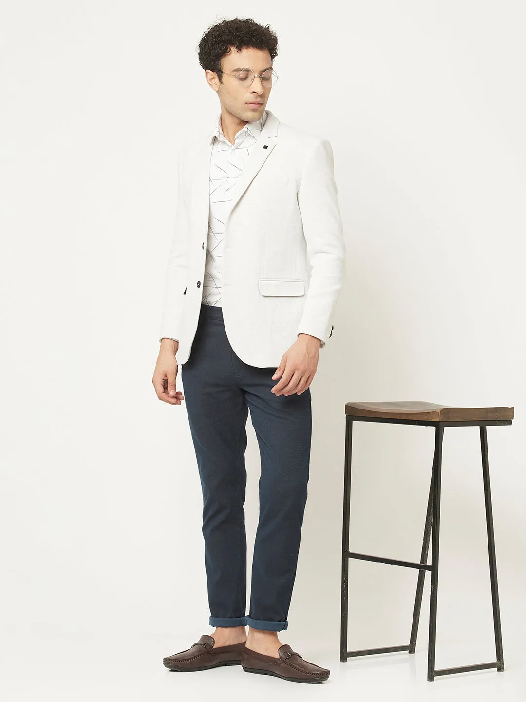 White Blazer with Contrast Button Detailing