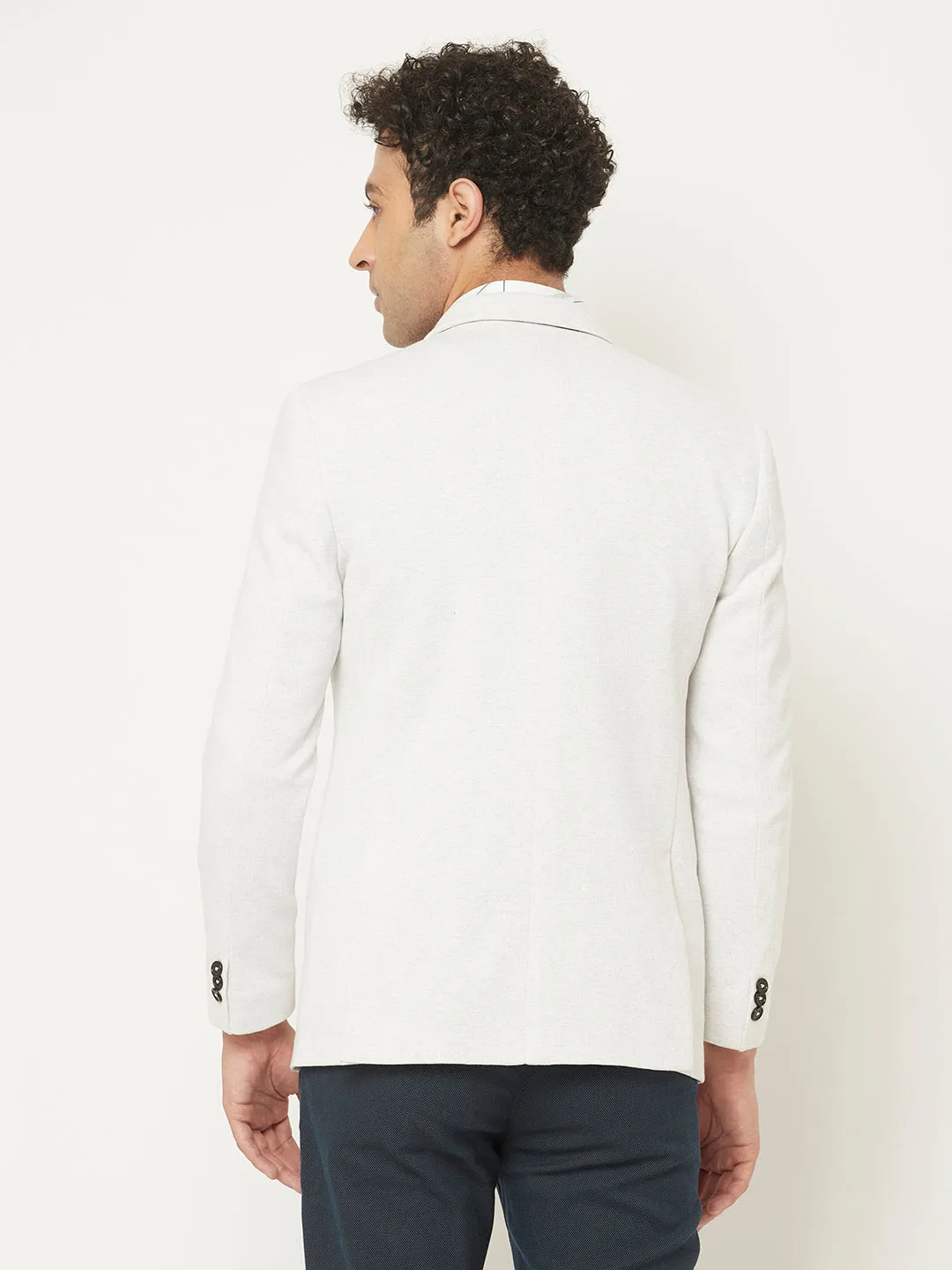 White Blazer with Contrast Button Detailing