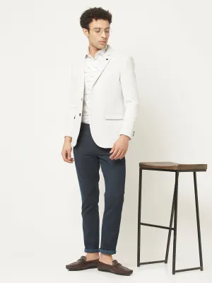 White Blazer with Contrast Button Detailing