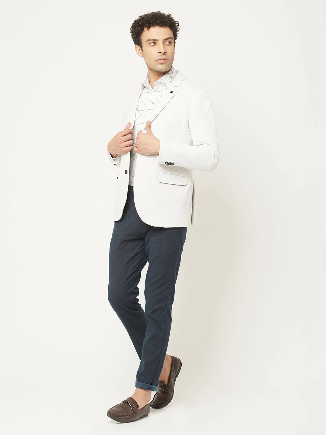 White Blazer with Contrast Button Detailing
