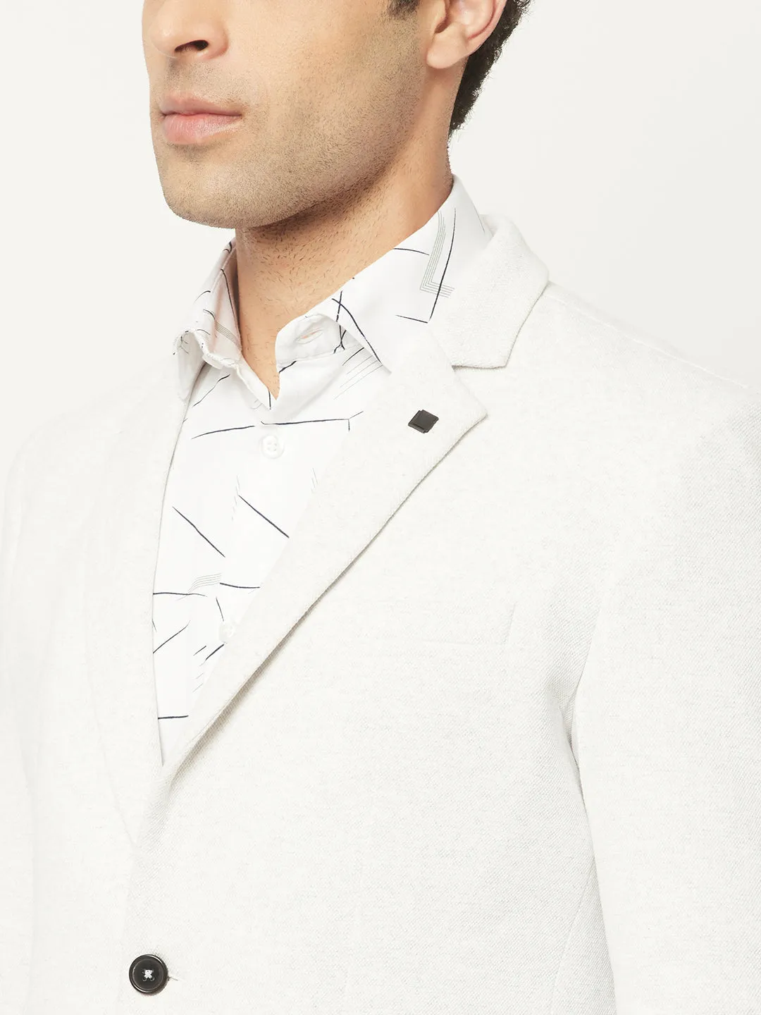 White Blazer with Contrast Button Detailing