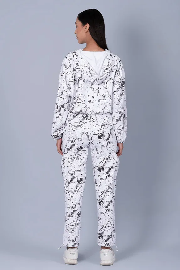White Marble Print Cool Off Hoodie