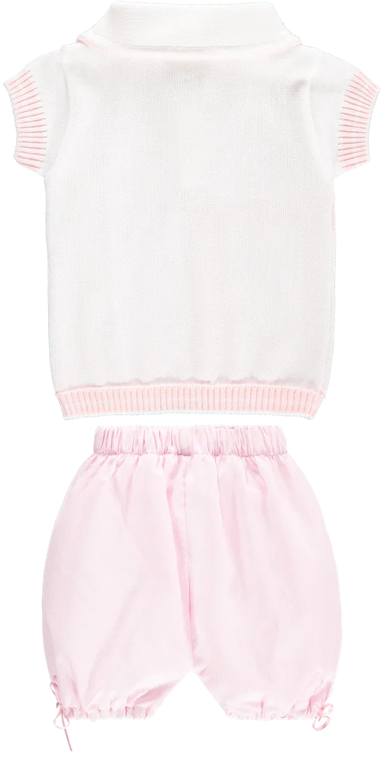 White Top and Baby Pink Shorts Outfit Set