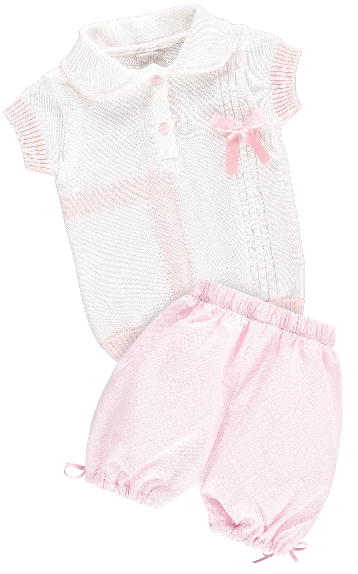 White Top and Baby Pink Shorts Outfit Set
