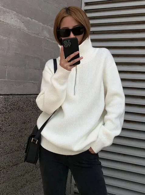 Whitney | warm zip turtleneck jumper for women