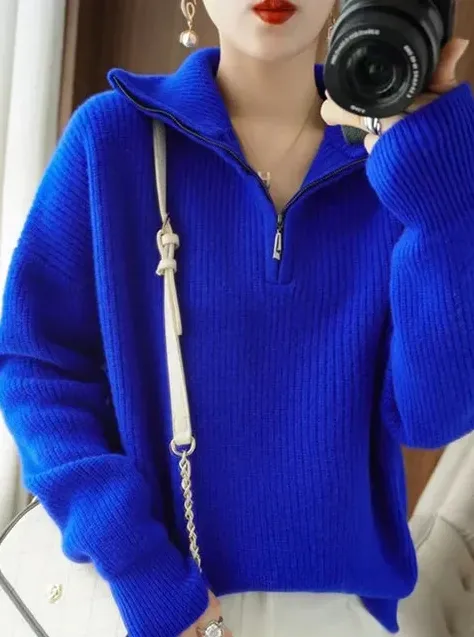 Whitney | warm zip turtleneck jumper for women